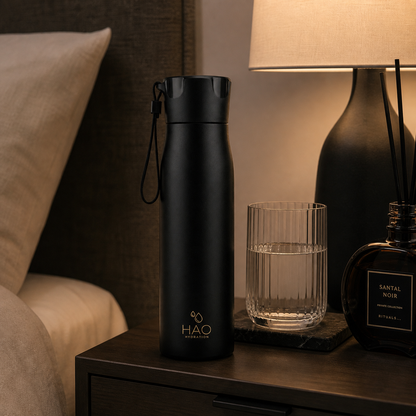 500ml Black (Gold Logo) Purifying Water Bottle.
